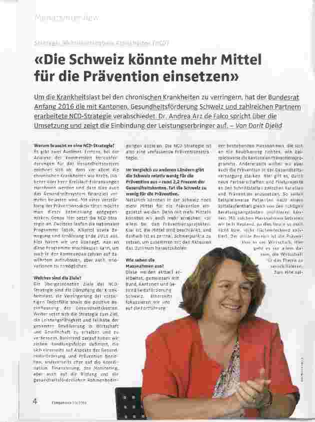 Vorschauseite 1: Die Schweiz könnte mehr Mittel für die Prävention einsetzen