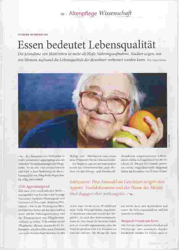 Vorschauseite 1: Essen bedeutet Lebensqualität