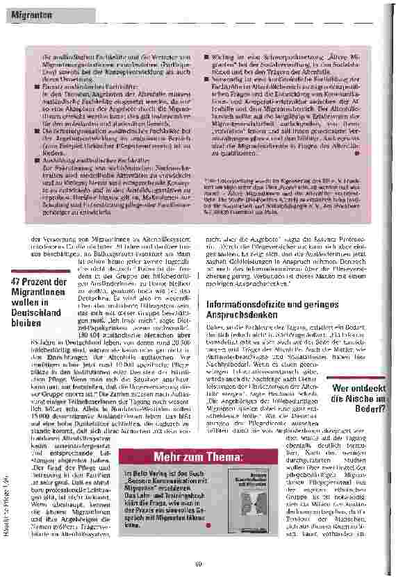 Vorschauseite 3: Eine andere Form der Diskriminierung! Fachtagung: Ältere MigrantInnen in Deutschland - Neue Anforderungen für die Altenhilfe in Frankfurt