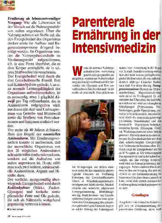 Vorschauseite 1: Parenterale Ernährung in der Intensivmedizin
