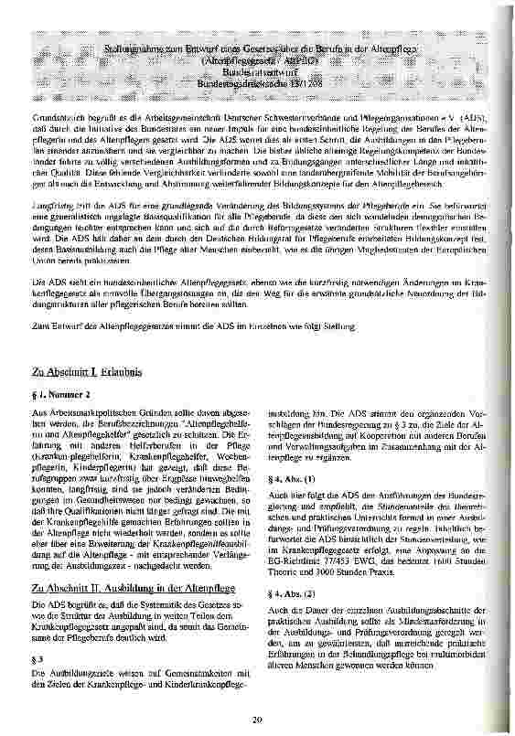 Vorschauseite 2: Stellungnahmen 1. zum Entwurf eines Gesetzes über die Berufe in der Altenpflege (Altenpflegegesetz/AltPflG) 2. zur Diskussion zum Thema: Neue Beschäftigungsfelder in der Pflege 3.…