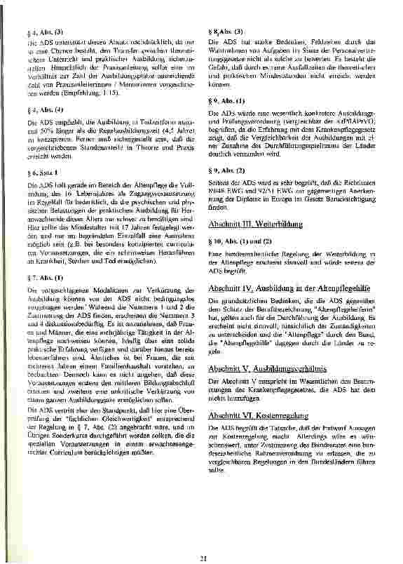 Vorschauseite 3: Stellungnahmen 1. zum Entwurf eines Gesetzes über die Berufe in der Altenpflege (Altenpflegegesetz/AltPflG) 2. zur Diskussion zum Thema: Neue Beschäftigungsfelder in der Pflege 3.…