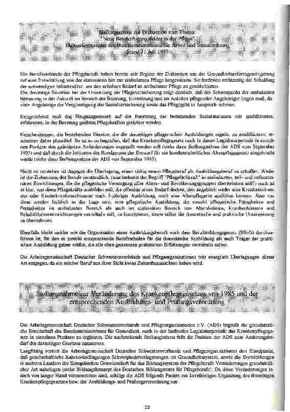 Vorschauseite 4: Stellungnahmen 1. zum Entwurf eines Gesetzes über die Berufe in der Altenpflege (Altenpflegegesetz/AltPflG) 2. zur Diskussion zum Thema: Neue Beschäftigungsfelder in der Pflege 3.…