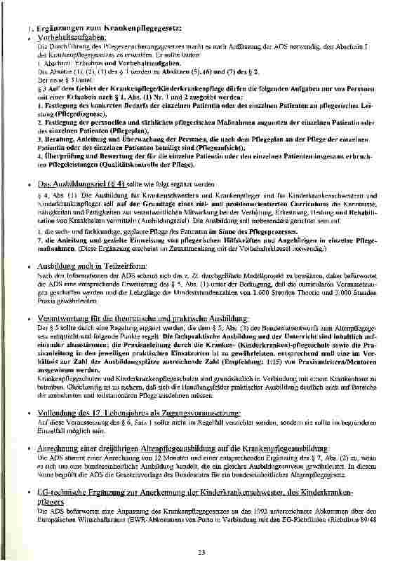 Vorschauseite 5: Stellungnahmen 1. zum Entwurf eines Gesetzes über die Berufe in der Altenpflege (Altenpflegegesetz/AltPflG) 2. zur Diskussion zum Thema: Neue Beschäftigungsfelder in der Pflege 3.…