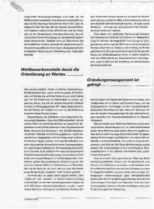 Vorschauseite 3: Netzwerke als ErfolgsfaktorenWarum die Strukturen christlicher Krankenhäuser eine gute Basis für Kooperationsmodelle bieten