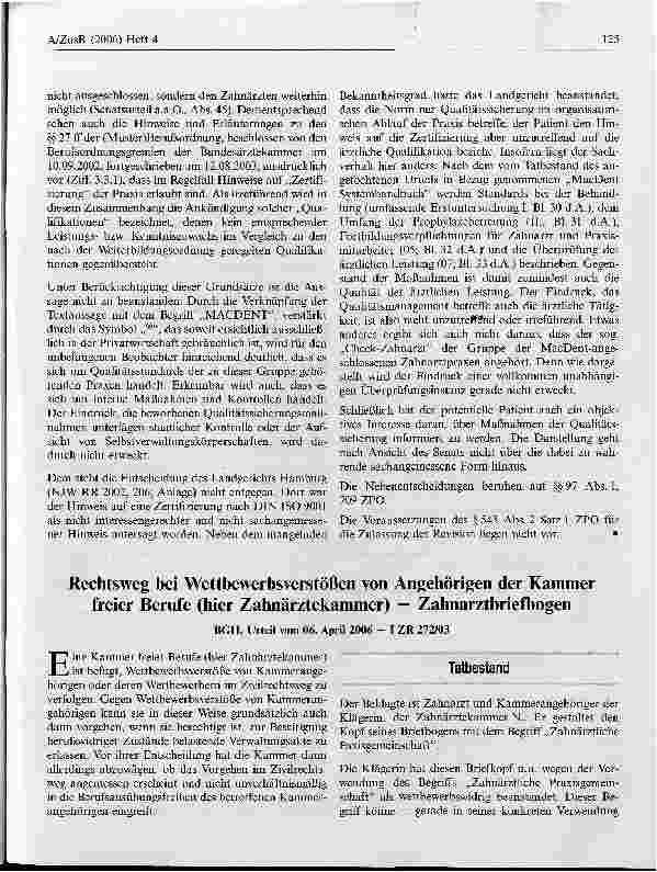 Vorschauseite 3: Das Qualitätssiegel der MacDent AG ist nicht anpreisend, nicht irreführend und damit nicht berufswidrig
