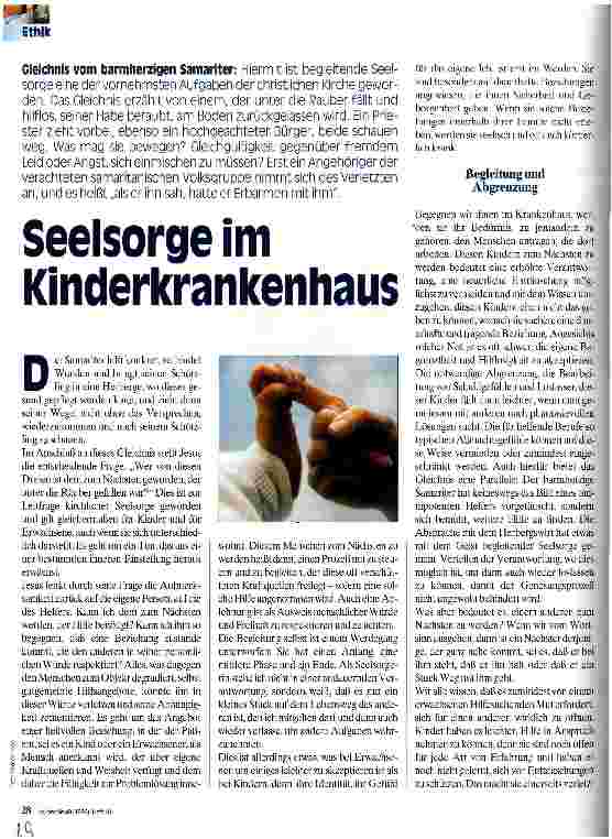 Vorschauseite 1: Seelsorge im Kinderkrankenhaus