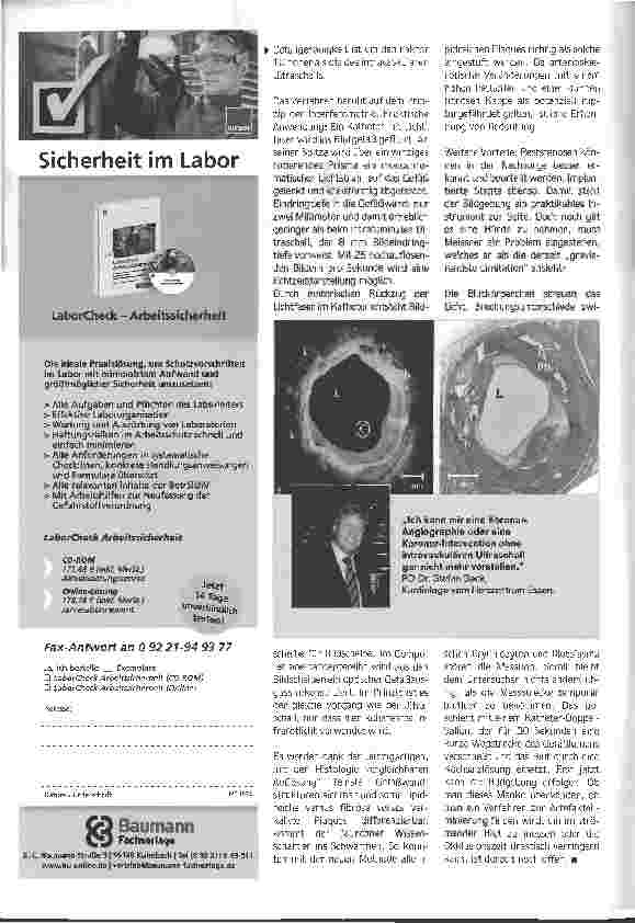Vorschauseite 2: Bildgebung auf der Katheterspitze - Echtzeit-Aufnahmenaus dem Gefäßsystem mit Licht oder Schall
