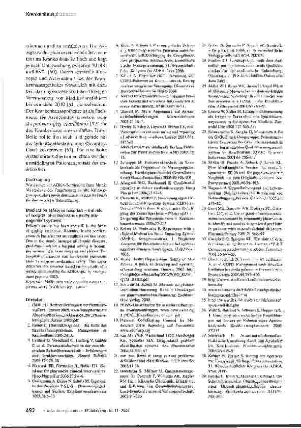 Vorschauseite 5: Arzneimittelsicherheit im Krankenhaus - Aktivitäten des Krankenhausapothekers innerhalb der Qualitätssicherung