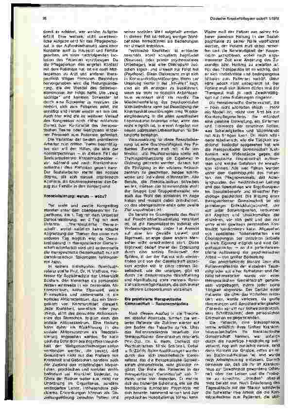 Vorschauseite 2: Bericht über den 16. Internationalen Fortbildungskongreßfür Schwestern, Pfleger, Sozialarbeiter und Beschäftigungstherapeuten