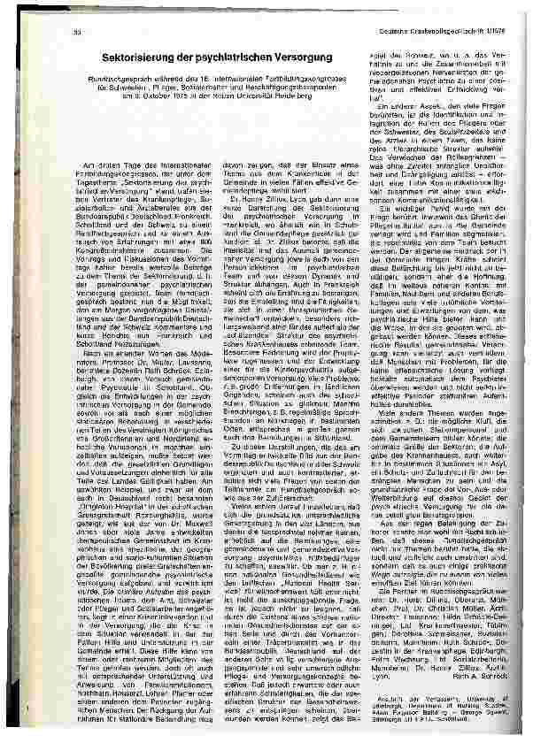 Vorschauseite 6: Bericht über den 16. Internationalen Fortbildungskongreßfür Schwestern, Pfleger, Sozialarbeiter und Beschäftigungstherapeuten