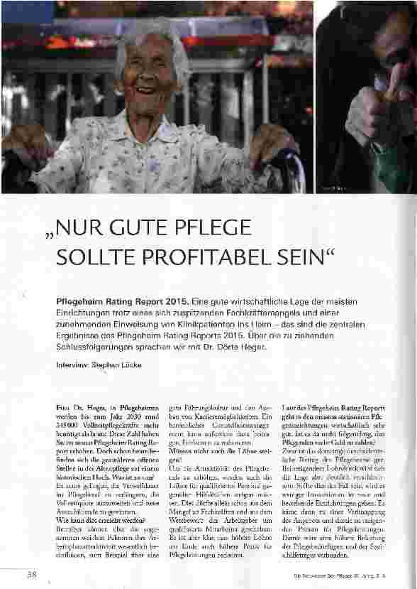 Vorschauseite 1: NUR GUTE PFLEGE SOLLTE PROFITABEL SEIN