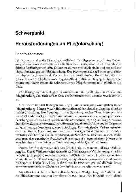 Vorschauseite 1: Herausforderungen an Pflegeforschung