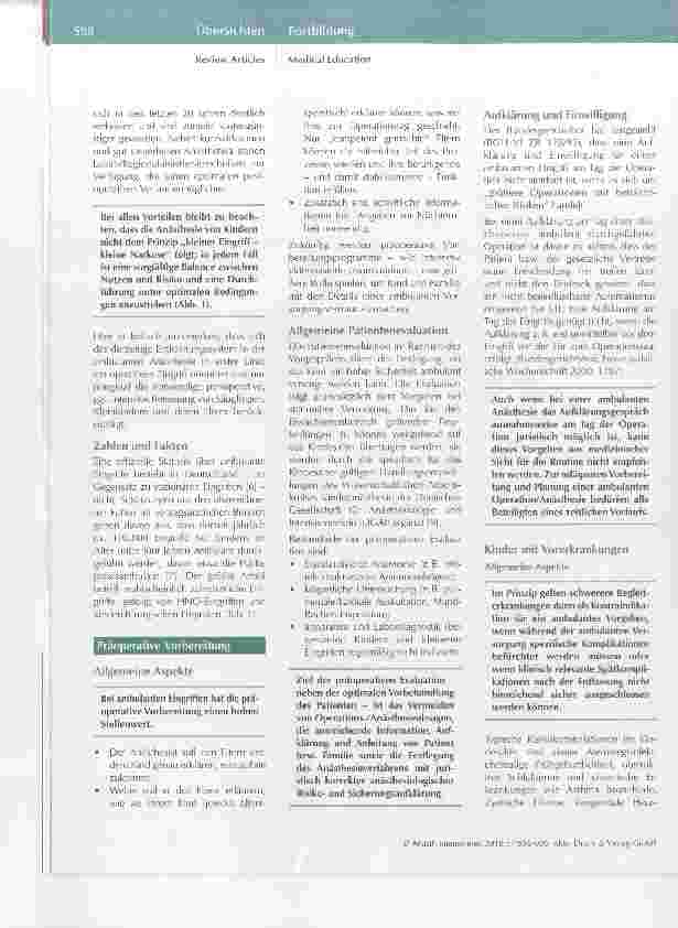 Vorschauseite 3: Ambulante Anästhesie bei Kindern