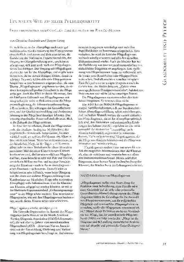 Vorschauseite 1: EIN NEUER WEG ZU MEHR PFLEGEQUALITÄTPFLEGEDIAGNOSEN ERMÖGLICHEN EINE EINHEITLICHE PFLEGESPRACHE