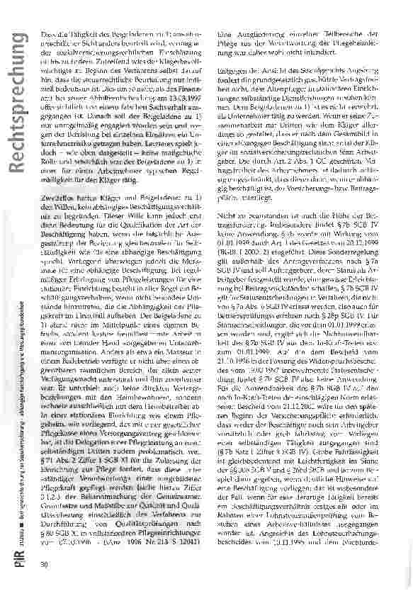 Vorschauseite 5: Beitragsnachforderung zur Sozialversicherung - abhängige Beschäftigung und Weisungsgebundenheit
