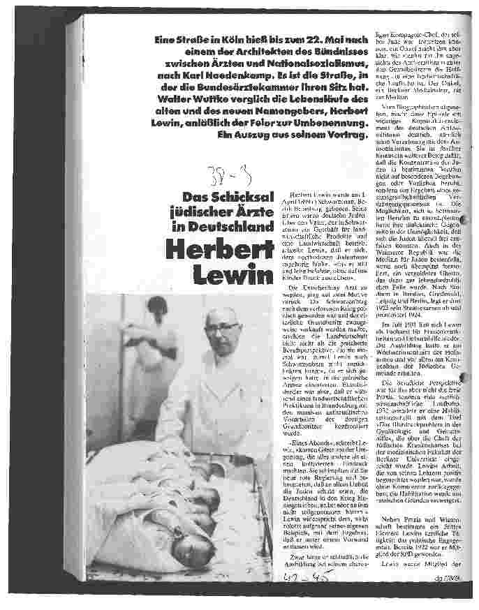Vorschauseite 1: Das Schicksal jüdischer Ärzte in Deutschland Herbert Lewin