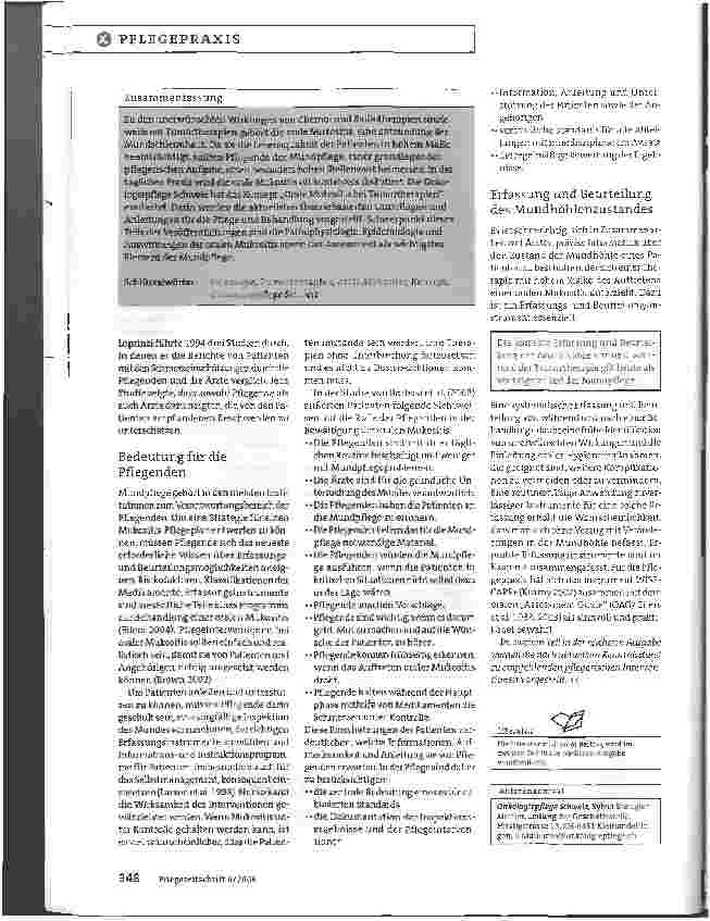 Vorschauseite 5: Beeinträchtigung der Lebensqualität vermeidenOrale Mukositis bei Patienten mit Tumortherapie - Teil 1: