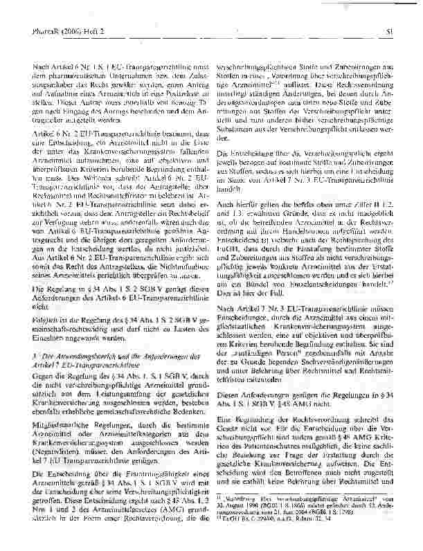 Vorschauseite 4: Ist die EU-Transparenzrichtlinie1 auf die Entscheidungen desGemeinsamen Bundesausschusses gemäß § 34 Abs. 1 S. 2 i.V.m. § 92Abs. 1 S. 2 Nr. 6 SGB V anwendbar und welche rechtliche…