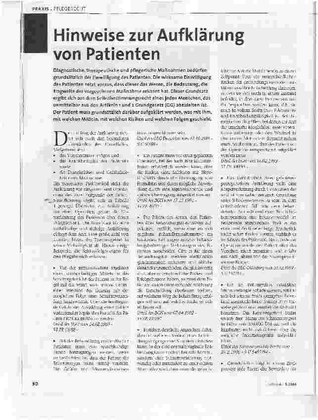 Vorschauseite 1: Hinweise zur Aufklärung von Patienten