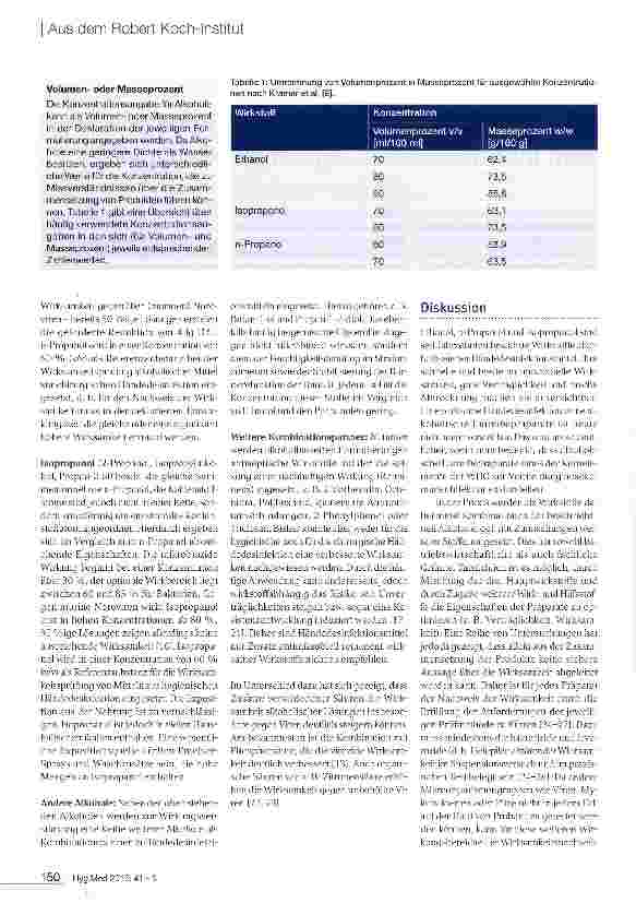 Vorschauseite 2: Wirkstoffe der alkoholischen Händedesinfektionsmittel - ein Beitrag zum Internationalen Tag der Händehygiene