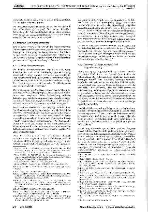 Vorschauseite 2: Rechtliche und praktische Probleme der krankheitsbedingten Kündigung
