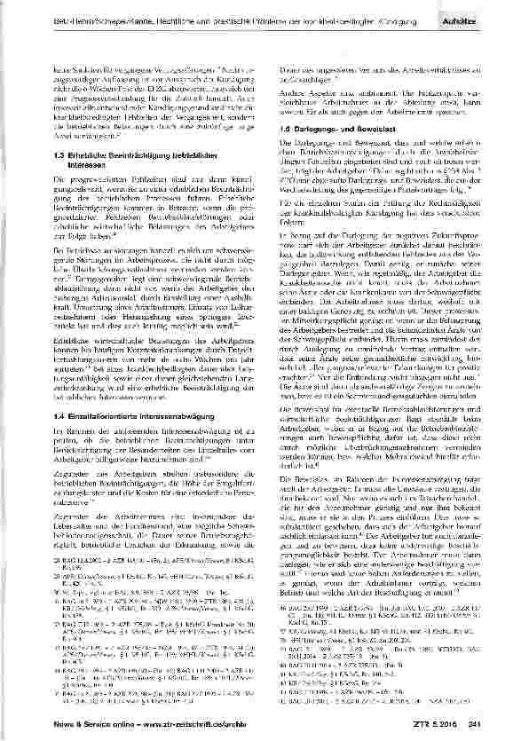 Vorschauseite 3: Rechtliche und praktische Probleme der krankheitsbedingten Kündigung