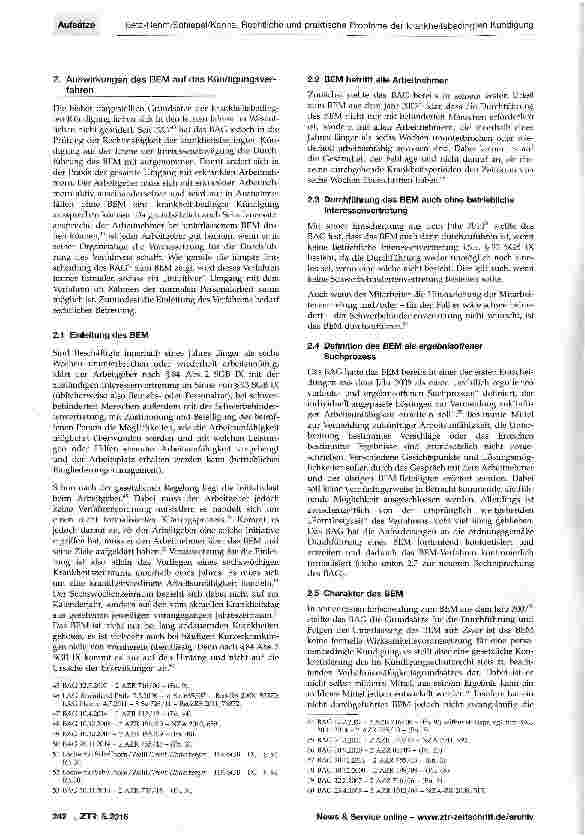 Vorschauseite 4: Rechtliche und praktische Probleme der krankheitsbedingten Kündigung