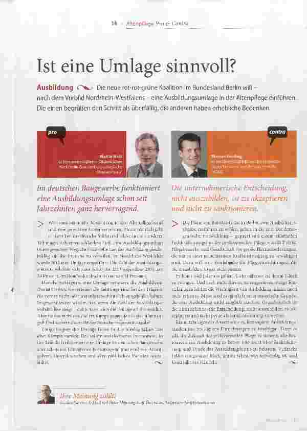 Vorschauseite 1: Ist eine Umlage sinnvoll?