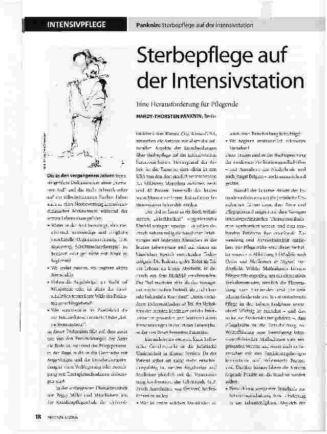 Vorschauseite 1: Sterbepflege auf der IntensivstationEine Herausforderung für Pflegende