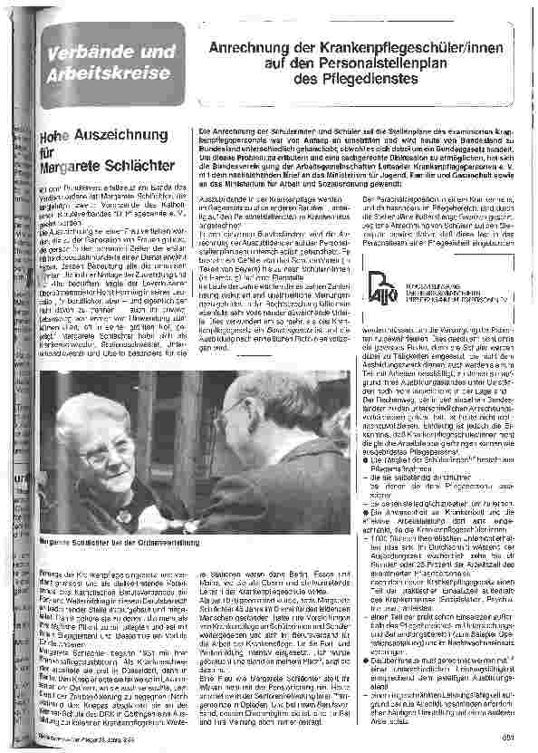 Vorschauseite 1: Anrechnung der Krankenpflegeschüler/innen auf den Stellenplan des Plegedienstes