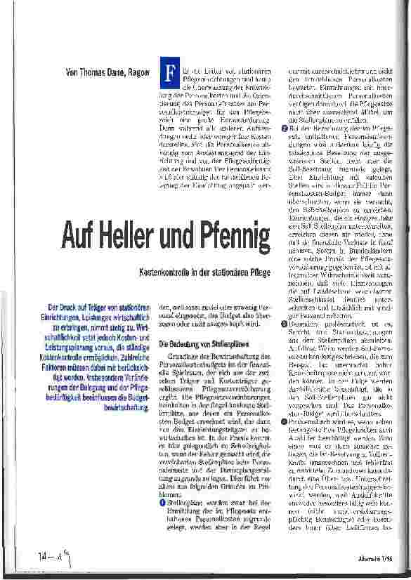Vorschauseite 1: Auf Heller und Pfennig Kostenkontrolle in der stationären Pflege