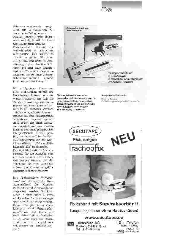 Vorschauseite 4: Den Schmerz fest im GriffZwei Jahre Schmerzfreies Krankenhaus: vom Pilotprojekt zum Qualitätssiegel