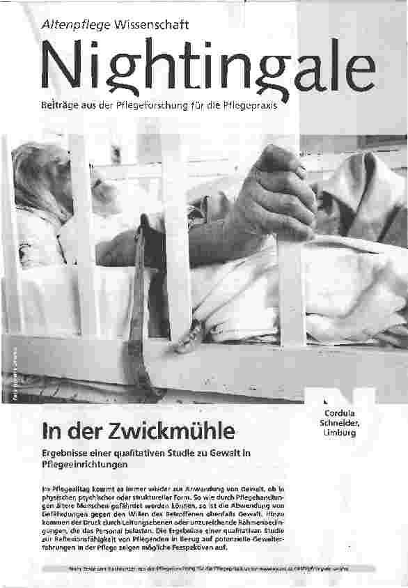 Vorschauseite 1: In der ZwickmühleErgebnisse einer qualitativen Studie zu Gewalt in Pflegeeinrichtungen