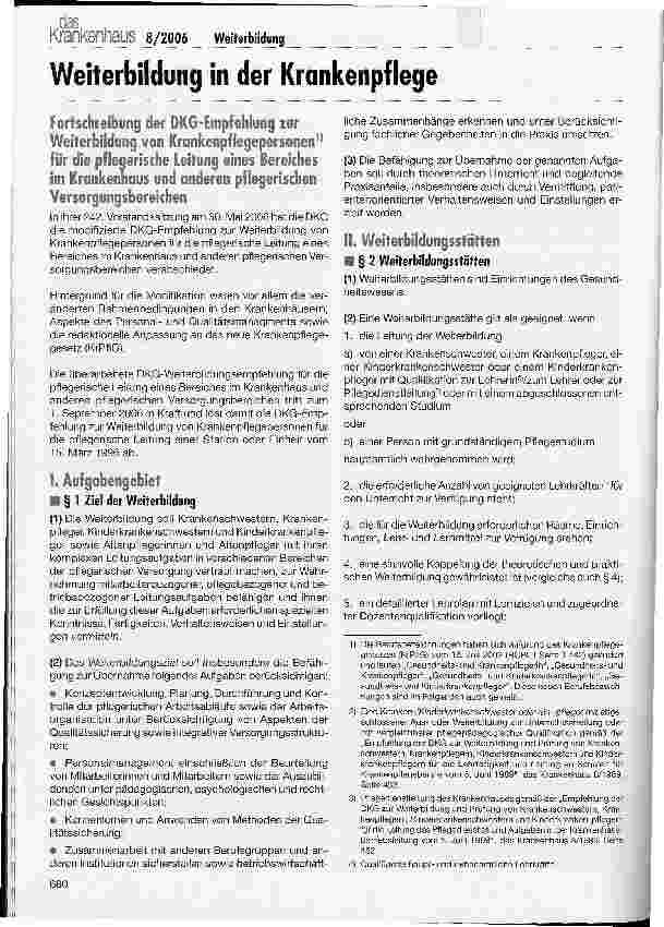 Vorschauseite 1: Weiterbildung in der Krankenpflege
