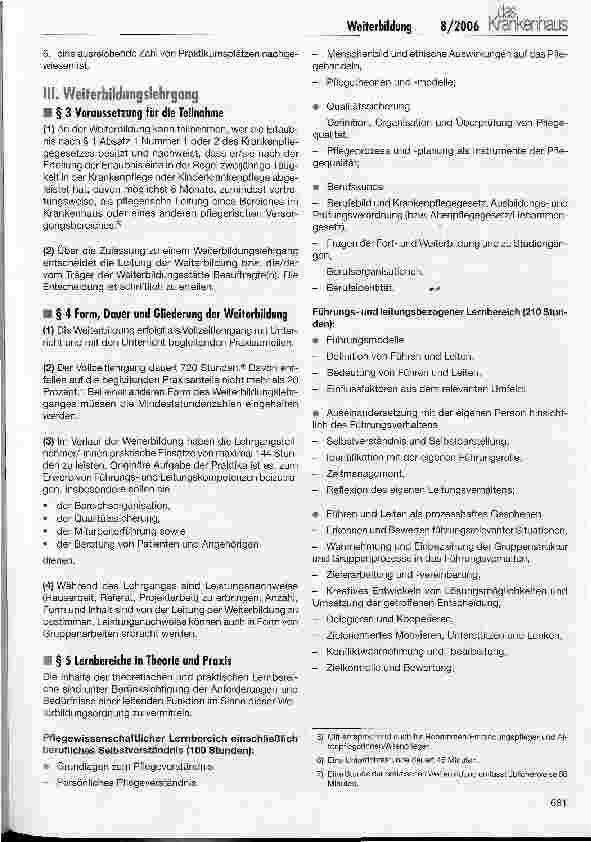 Vorschauseite 2: Weiterbildung in der Krankenpflege