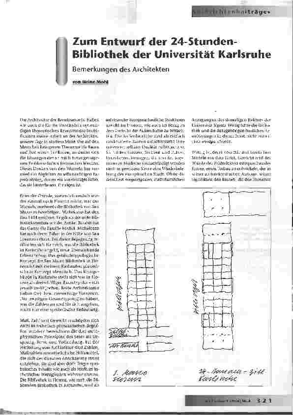 Vorschauseite 1: Zum Entwurf der 24 Stunden Bibliothek der Universität Karlsruhe