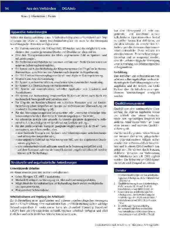 Vorschauseite 3: Personelle, räumliche, apparative und organisatorische Voraussetzungen sowie Anforderungen bei der Erbringung von Anästhesieleistungen bei herzchirurgischen und interventioneilen…