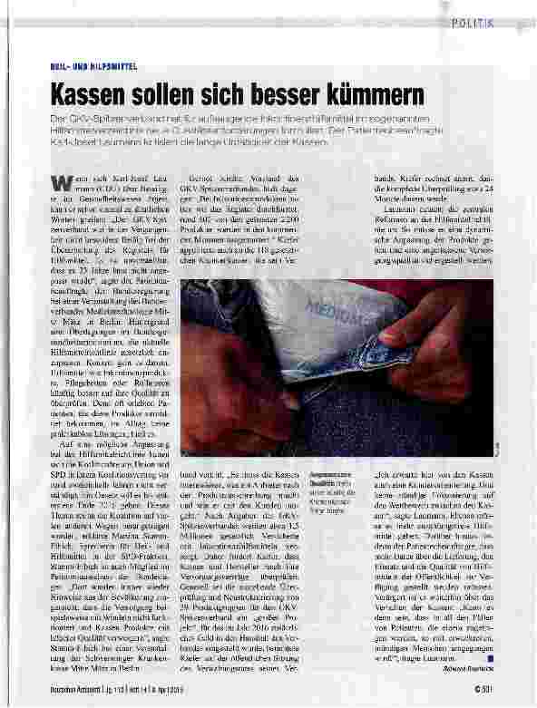 Vorschauseite 1: Kassen sollen sich besser kümmern