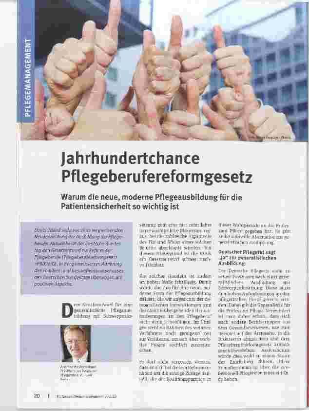Vorschauseite 1: Jahrhundeitchance Pflegeberufereformgesetz