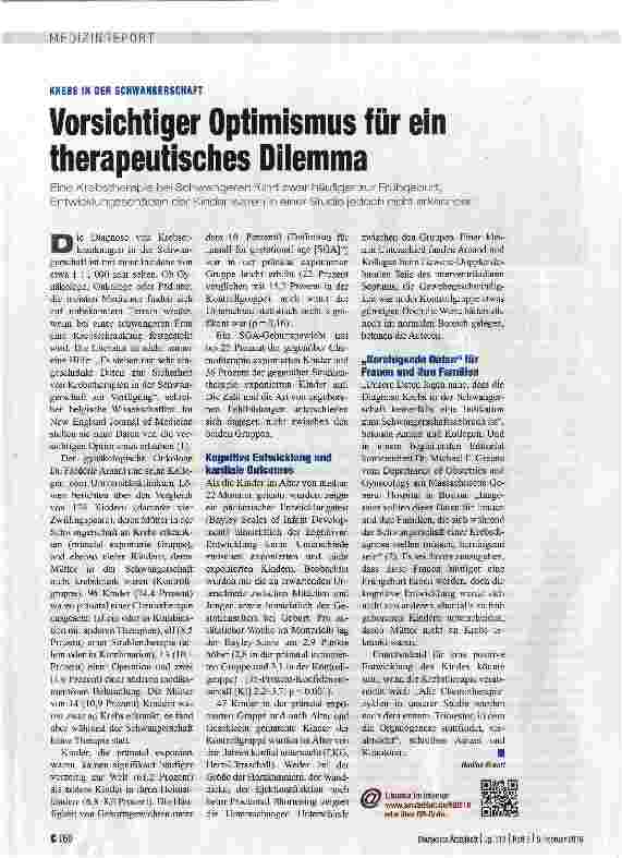 Vorschauseite 1: Vorsichtiger Optimismus für ein therapeutisches Dilemma