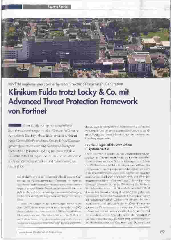 Vorschauseite 1: Klinikum Fulda trotzt Lucky & Co. mit Advanced Threat Protection Framework von Fortinet