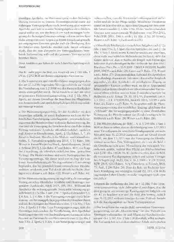 Vorschauseite 3: BGH zu Rechtsnatur und doppelter Zielrichtung des Heimversorgungsvertrages§§ 241 Abs. 2, 252, 280Abs. 1 BGB, § 12 a Abs. 1 ApoG, § 1 HeimG