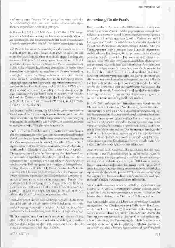 Vorschauseite 6: BGH zu Rechtsnatur und doppelter Zielrichtung des Heimversorgungsvertrages§§ 241 Abs. 2, 252, 280Abs. 1 BGB, § 12 a Abs. 1 ApoG, § 1 HeimG