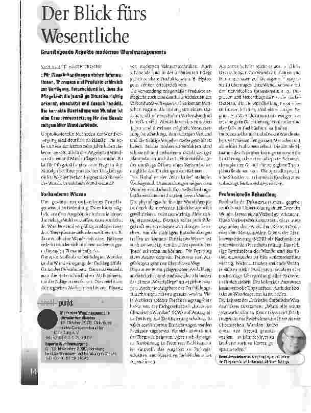 Vorschauseite 1: Der Blick fürs WesentlicheGrundlegende Aspekte modernen Wundmanagements