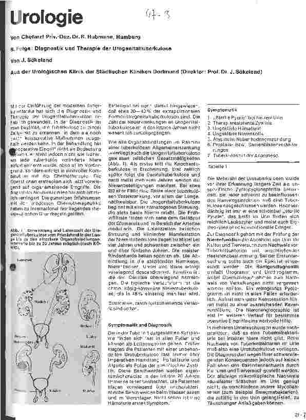 Vorschauseite 1: Urologie 8. Folge: Diagnostik und Therapie der Urogenitaltuberkulose