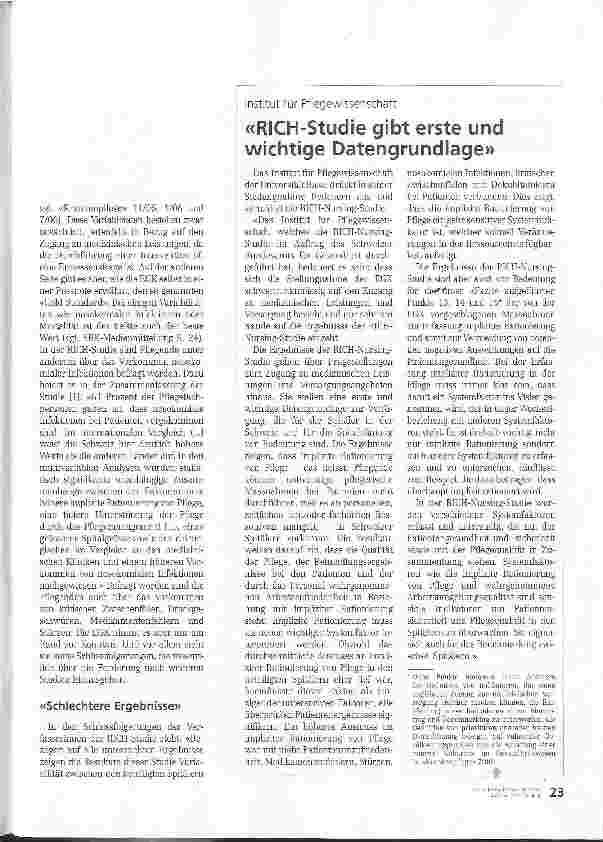 Vorschauseite 2: Bedauern, dass die Pflege nicht mehr Gewicht erhält