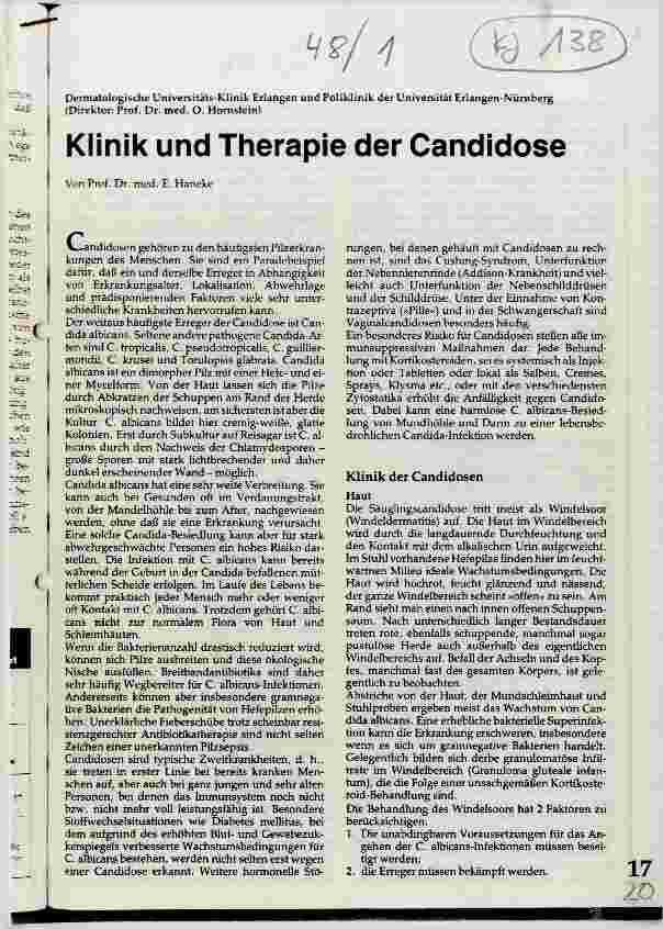 Vorschauseite 1: Klinik und Therapie der Candidose