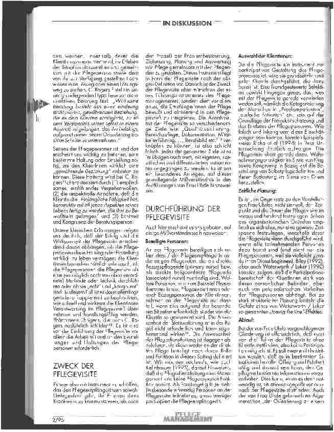 Vorschauseite 2: Uhde, Claudia: Die Pflegevisite Pflegemanagement 1/96