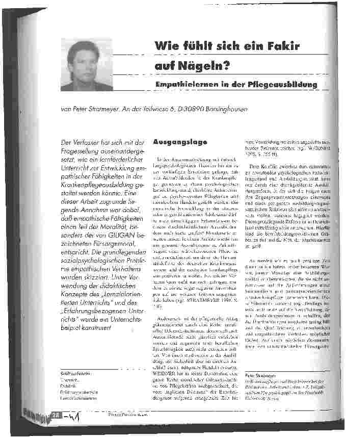 Vorschauseite 1: Wie fühlt sich ein Fakir auf Nägeln? Empathielernen in der Pflegeausbildung
